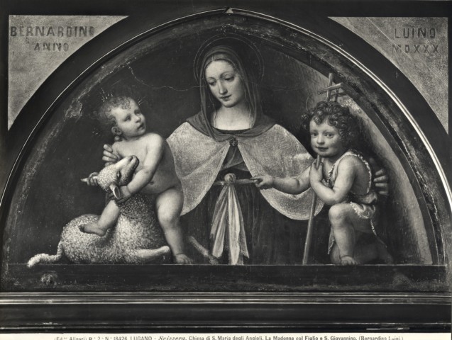 Alinari, Fratelli — Lugano - Svizzera. Chiesa di S. Maria degli Angioli. La Madonna col Figlio e S. Giovannino. (Bernardino Luini) — insieme
